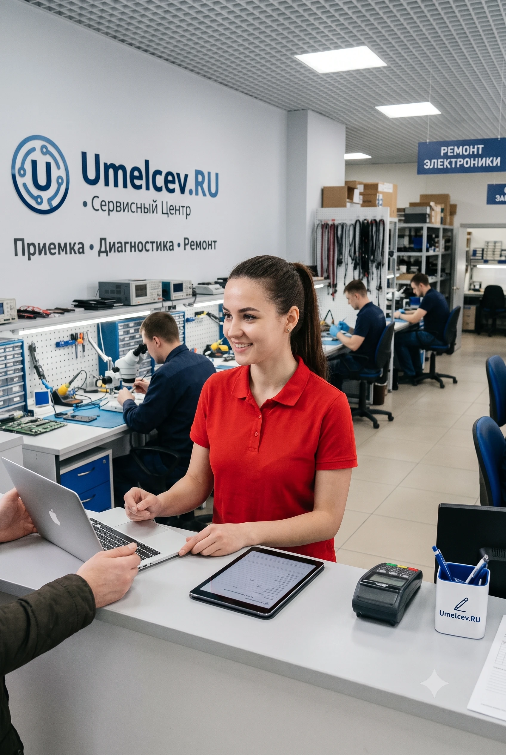 Мастер за работой в сервисном центре